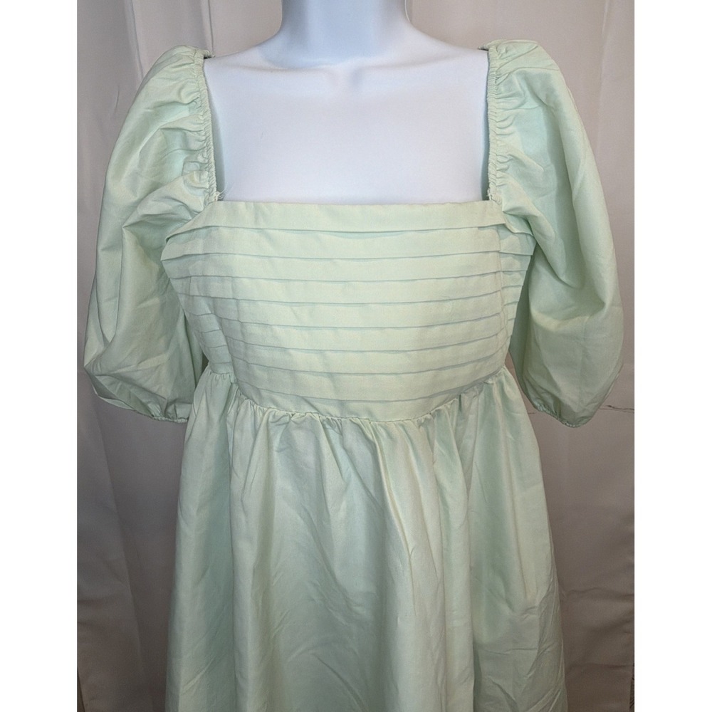 Blue Rain Chambray Tencel Off Shoulder Babydoll Flowy Mini Womens Dress Size M - Picture 5 of 10
